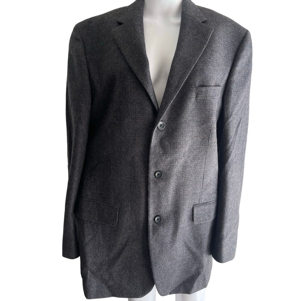 Oscar de la Renta Men’s 100% Lambswool Blazer Sport Coat 42L Gray 3-Button
